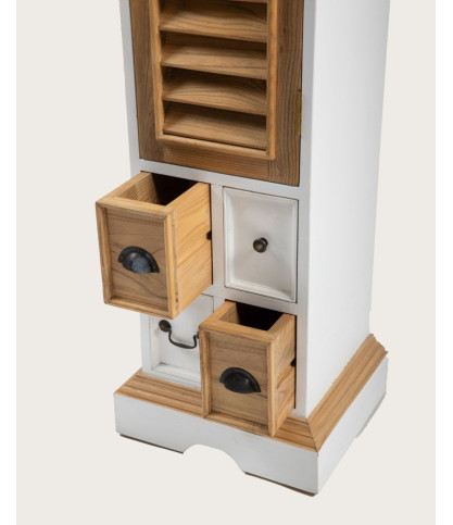Inda - Columna de baño de madera maciza blanca y natural