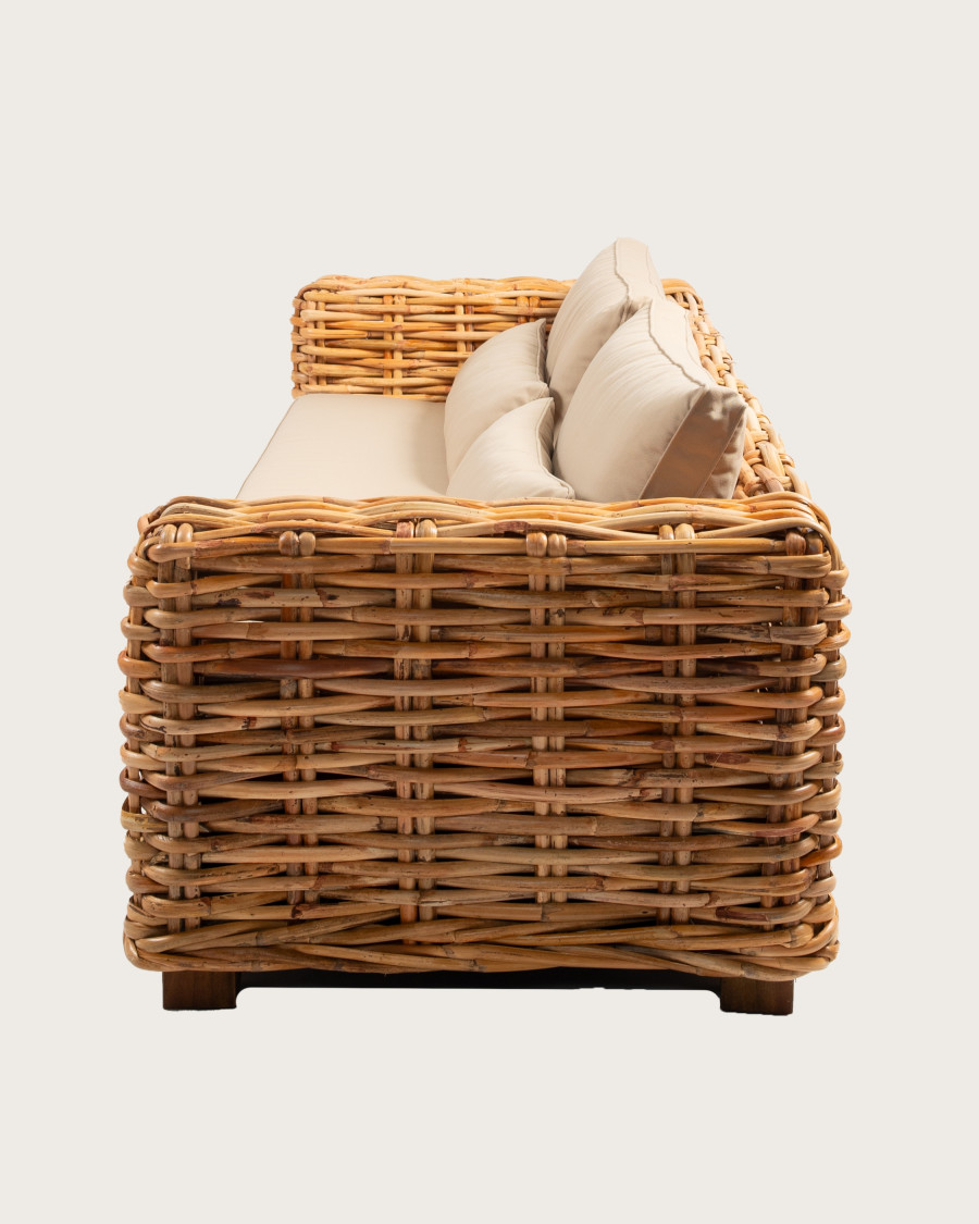 Weaverly - Divano da giardino a 3 posti in rattan intrecciato