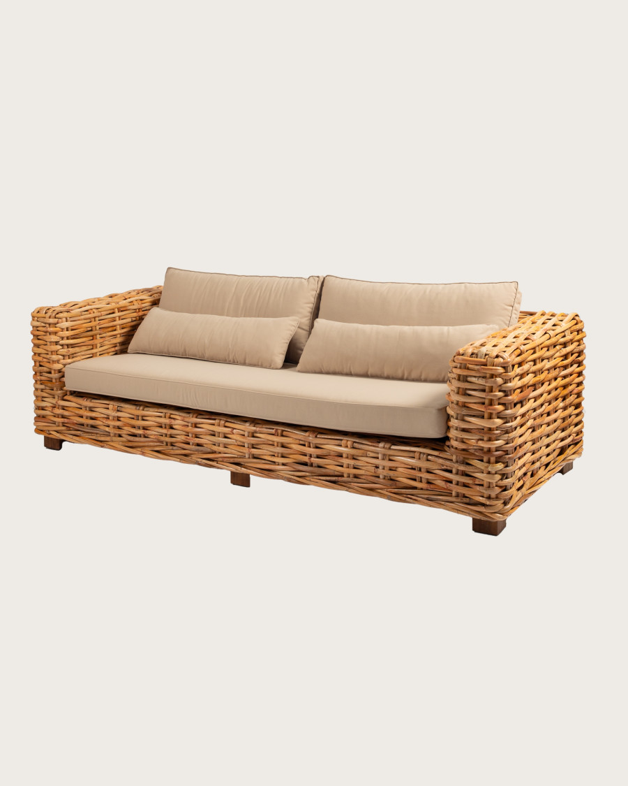 Weaverly - Divano da giardino a 3 posti in rattan intrecciato