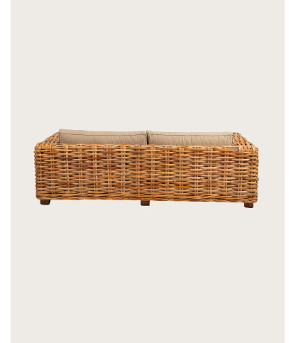 Weaverly - Divano da giardino a 3 posti in rattan intrecciato