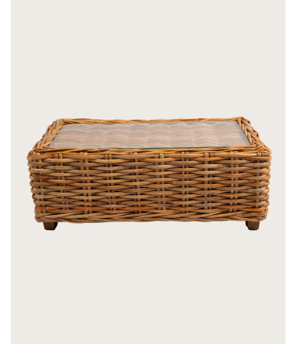 Weaverly - Tavolino da caffè in rattan intrecciato