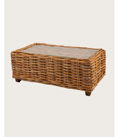 Weaverly - Tavolino da caffè in rattan intrecciato