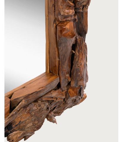 Boima - Espejo de madera de teca con acabado antiguo