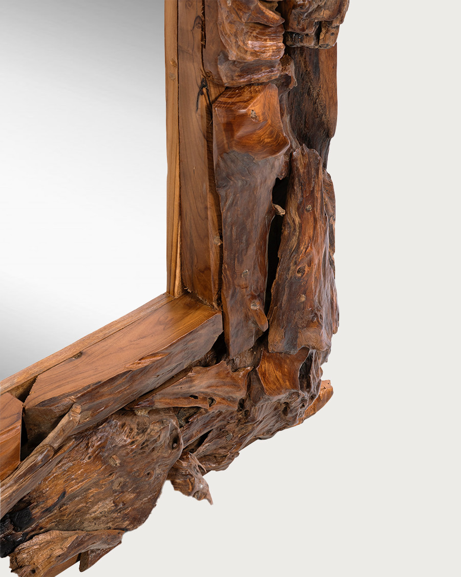 Boima - Miroir en bois de teck finition antique