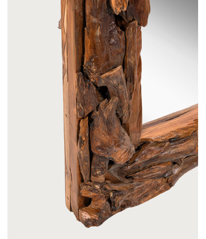 Boima - Specchio in legno di teak con finitura anticata