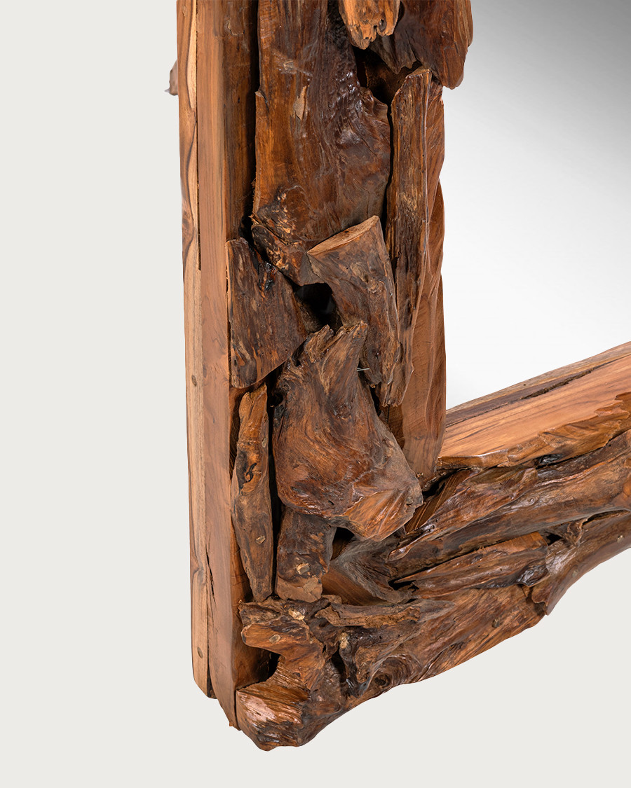 Boima - Miroir en bois de teck finition antique