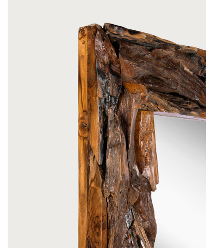 Boima - Espejo de madera de teca con acabado antiguo