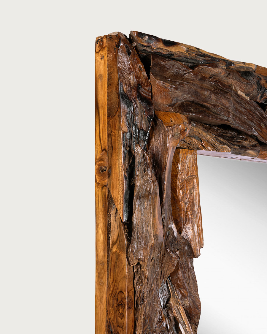 Boima - Miroir en bois de teck finition antique