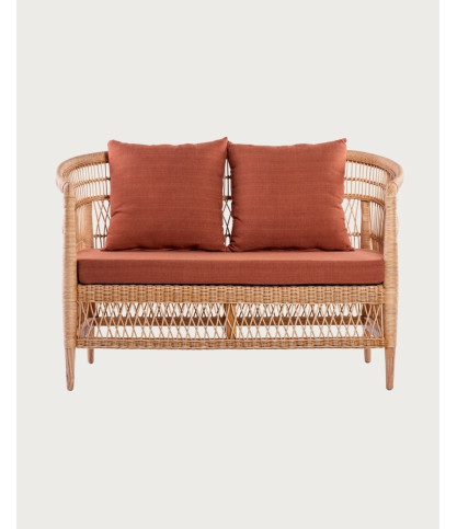 Lusso - Canapé de jardin 2 places en rotin, coussin amovible