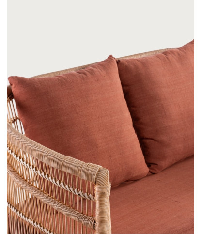 Lusso - Canapé de jardin 2 places en rotin, coussin amovible