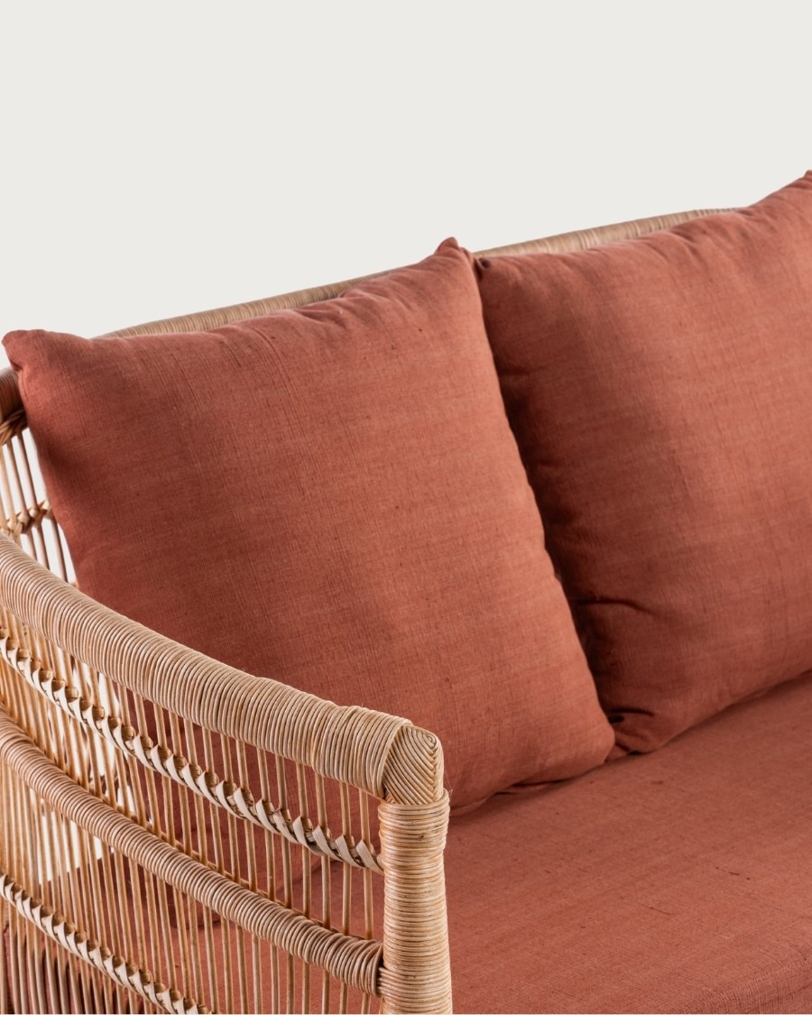Lusso - Divano da giardino a 2 posti in rattan con cuscino sfoderabile