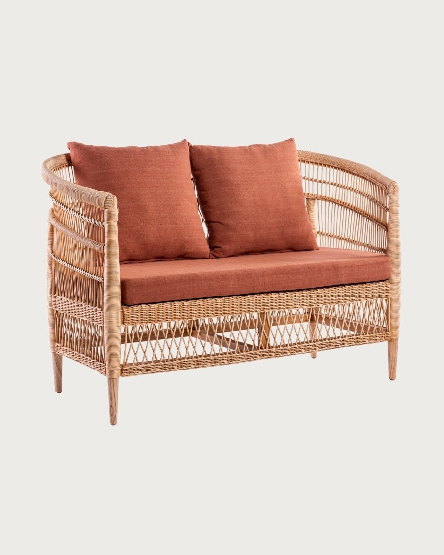 Lusso - Canapé de jardin 2 places en rotin, coussin amovible