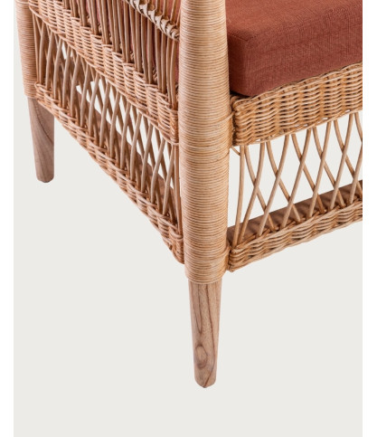 Lusso - Canapé de jardin 2 places en rotin, coussin amovible