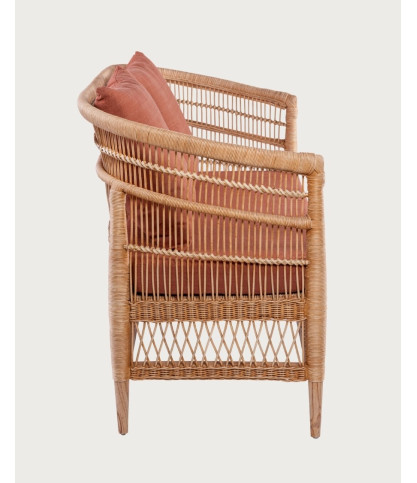 Lusso - Canapé de jardin 2 places en rotin, coussin amovible