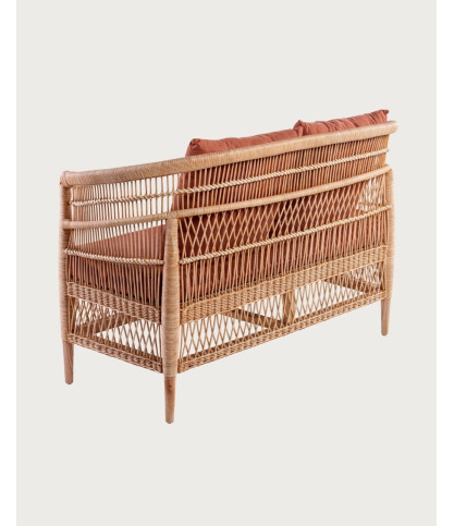 Lusso - Canapé de jardin 2 places en rotin, coussin amovible