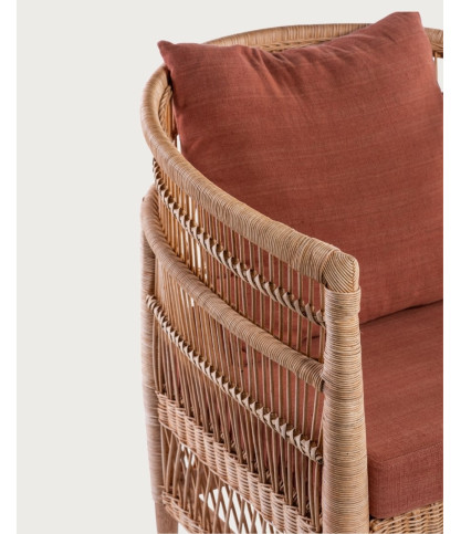 Lusso - Sillón de jardín de ratán con cojín extraíble