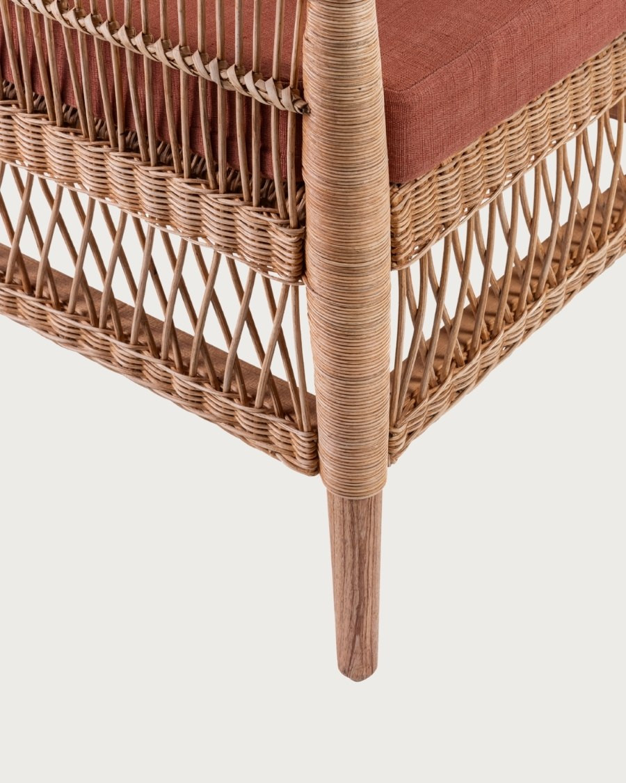 Lusso - Fauteuil de jardin en rotin, coussin amovible