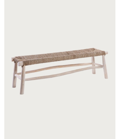 Matra - Banc en bois tressé en herbe de mer