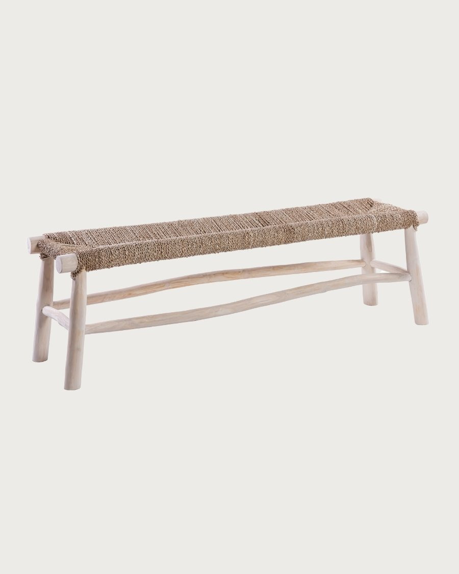 Matra - Banc en bois tressé en herbe de mer