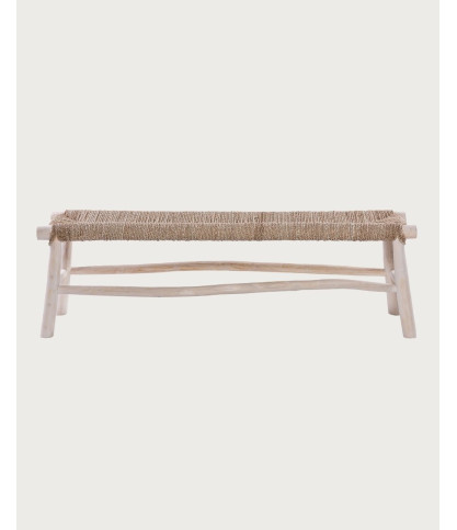 Matra - Banc en bois tressé en herbe de mer