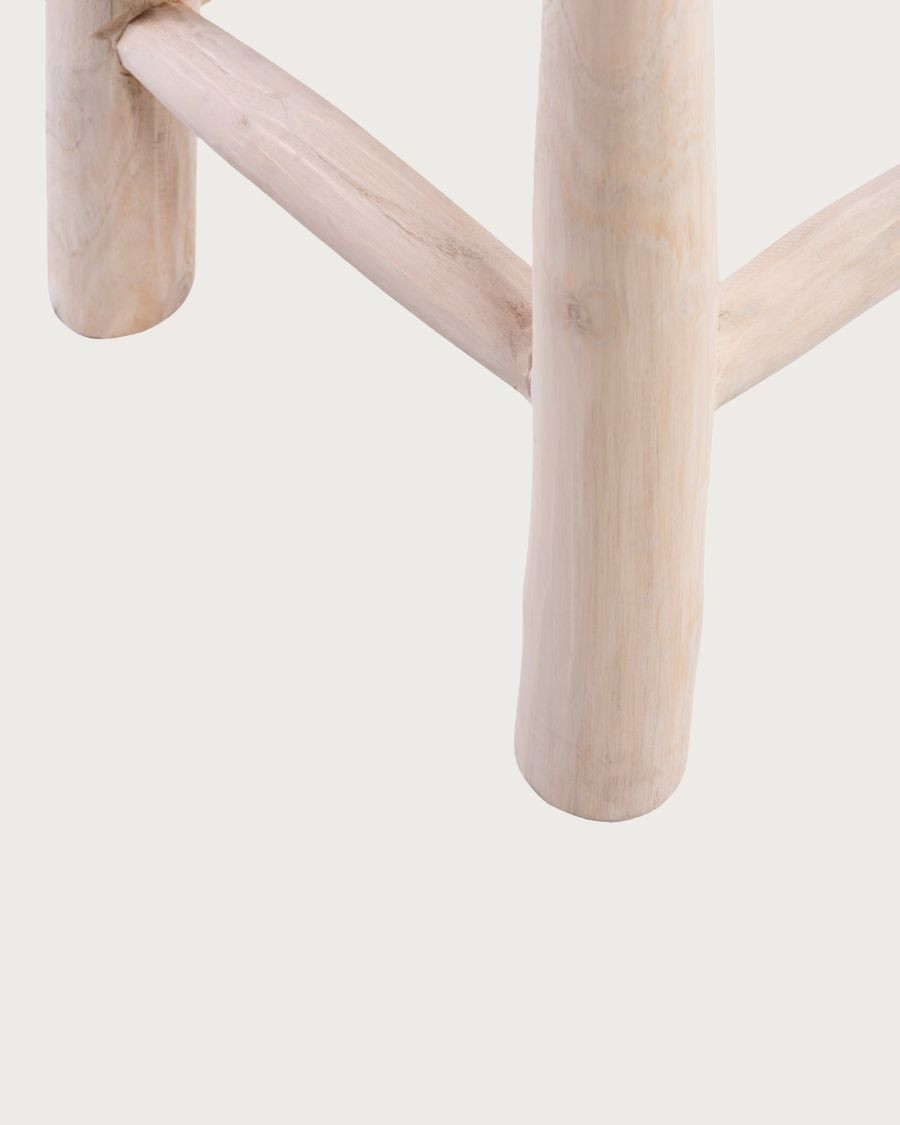 Matra - Tabouret en branche de teck et jacinthe d'eau