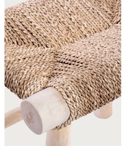 Matra - Tabouret en bois tressé en herbe de mer