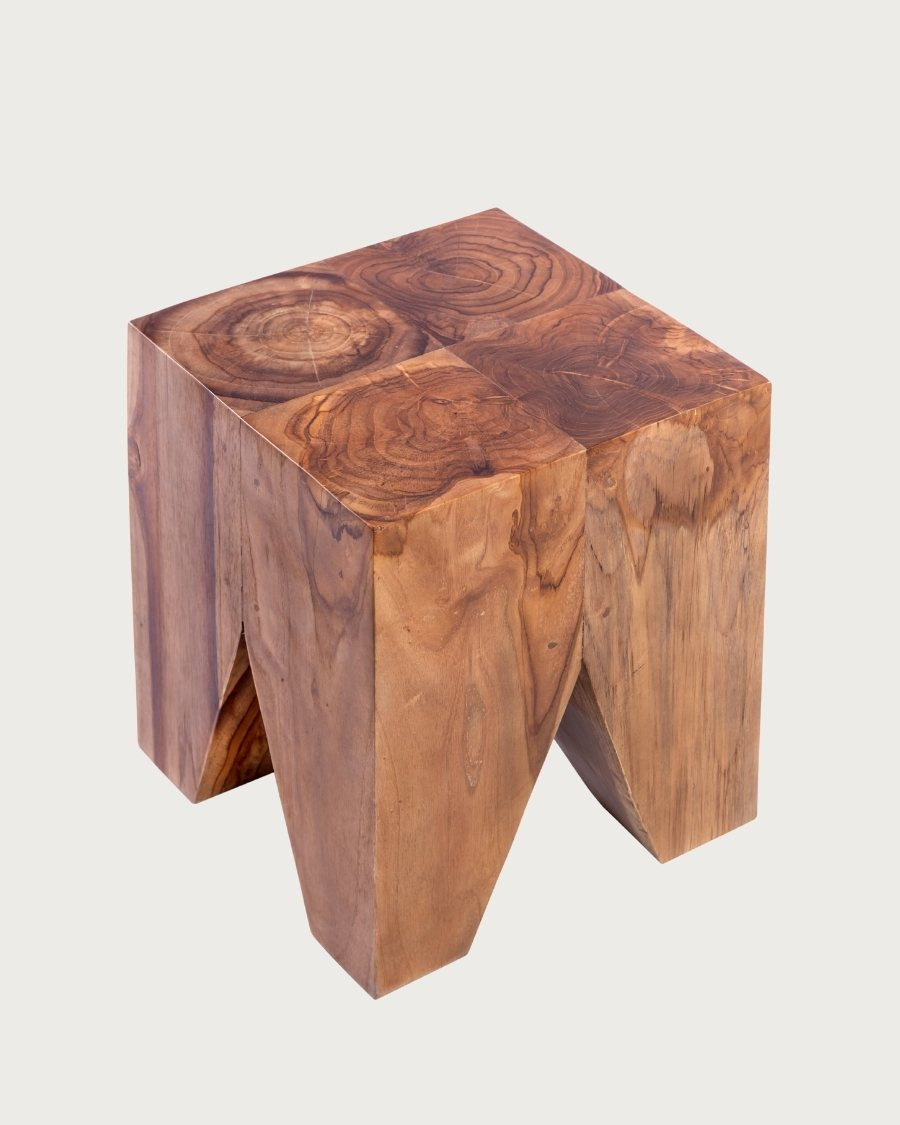 Moku - Tabouret en bois de teck massif