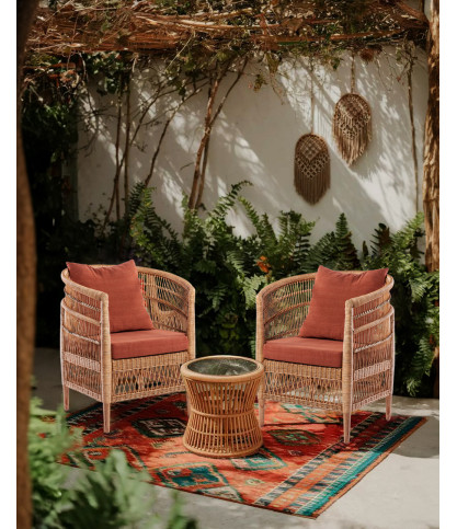 Lusso - Poltrona da giardino in rattan, cuscino sfoderabile