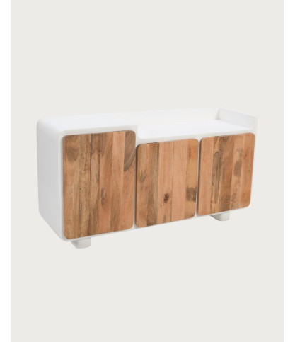 Noa - Laag dressoir van MDF met betonlook en gerecycled hout, 160 cm