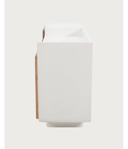 Noa - 160 cm Low Sideboard in Concrete-Effect MDF and Recycled Wood