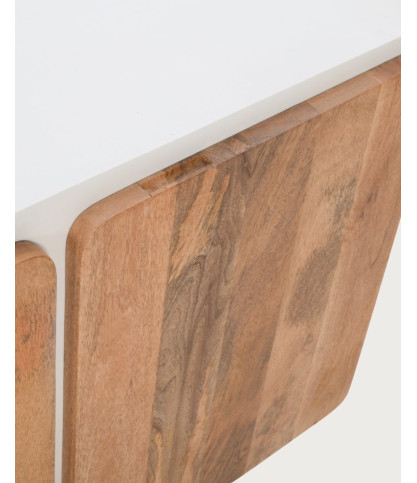 Noa - Buffet bas en MDF effet béton et bois recyclé 160 CM