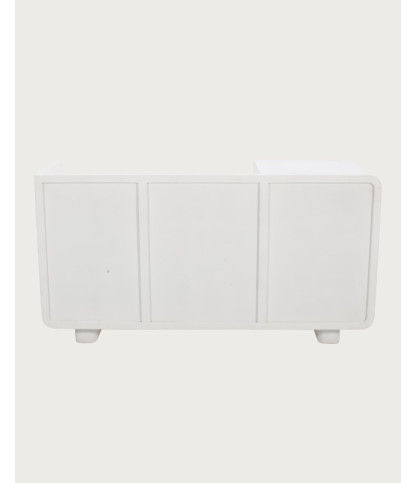 Noa - Low sideboard in MDF with concrete effect and recycled wood, 160 cm