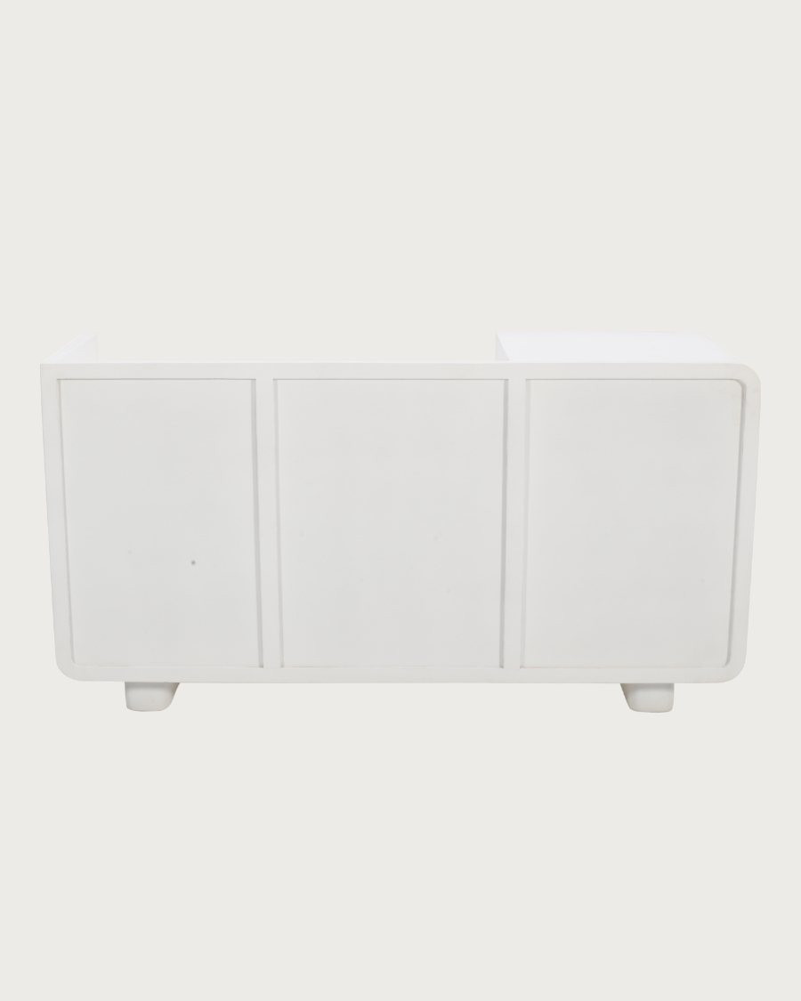 Noa - Credenza bassa in MDF effetto cemento e legno riciclato, 160 cm