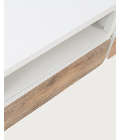 Noa - Mueble para TV de MDF con efecto hormigón y madera reciclada, 130 cm