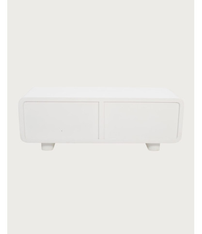 Noa - TV stand in concrete-effect MDF and recycled wood, 130 cm