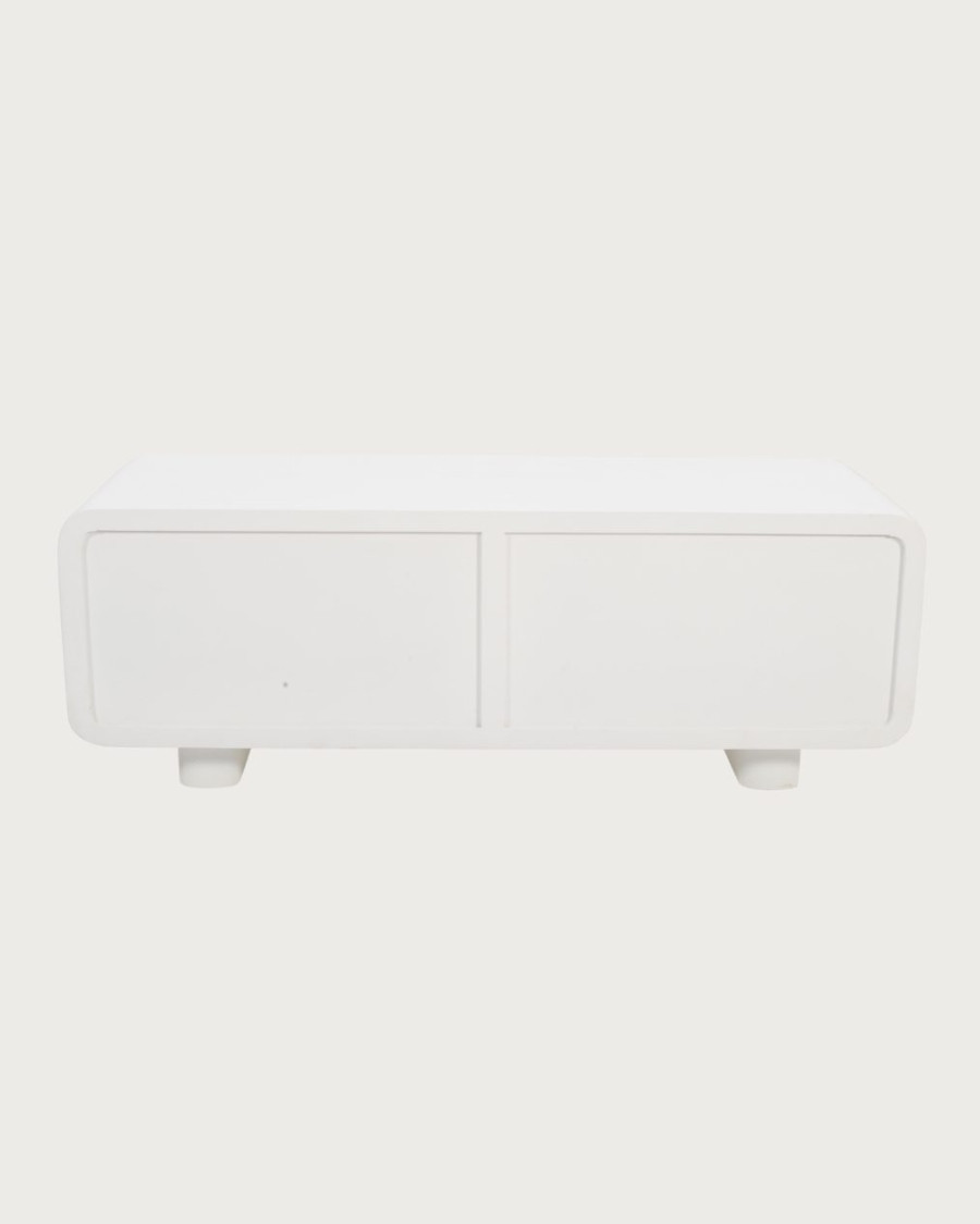 Noa - TV-meubel van MDF met betonlook en gerecycled hout, 130 cm