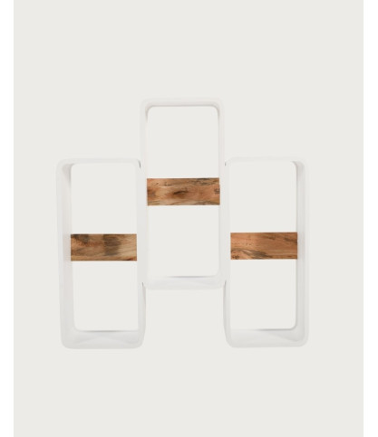 Noa - Solid Mango Wood Shelf with White Structure and Sculptural Design