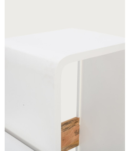 Noa - Solid Mango Wood Shelf with White Structure and Sculptural Design