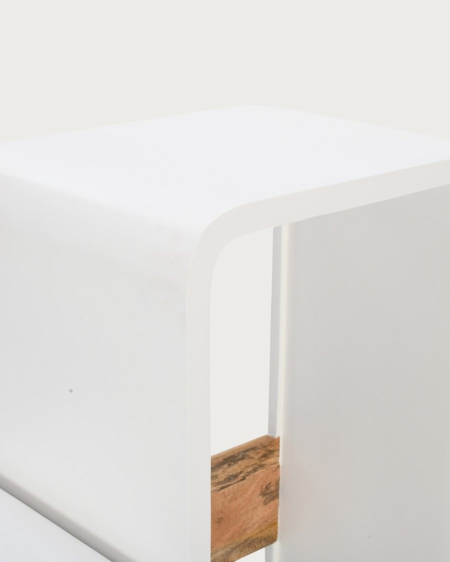Noa - Solid Mango Wood Shelf with White Structure and Sculptural Design
