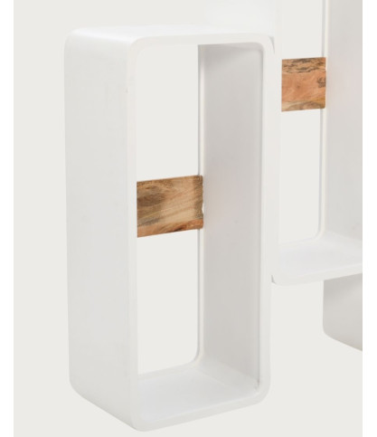 Noa - Solid Mango Wood Shelf with White Structure and Sculptural Design