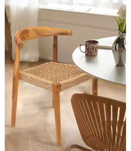 Soa - Chaise en teck massif et corde synthétique