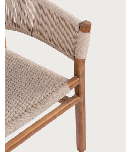 Kanoa - Stoel van massief teakhout en beige touw