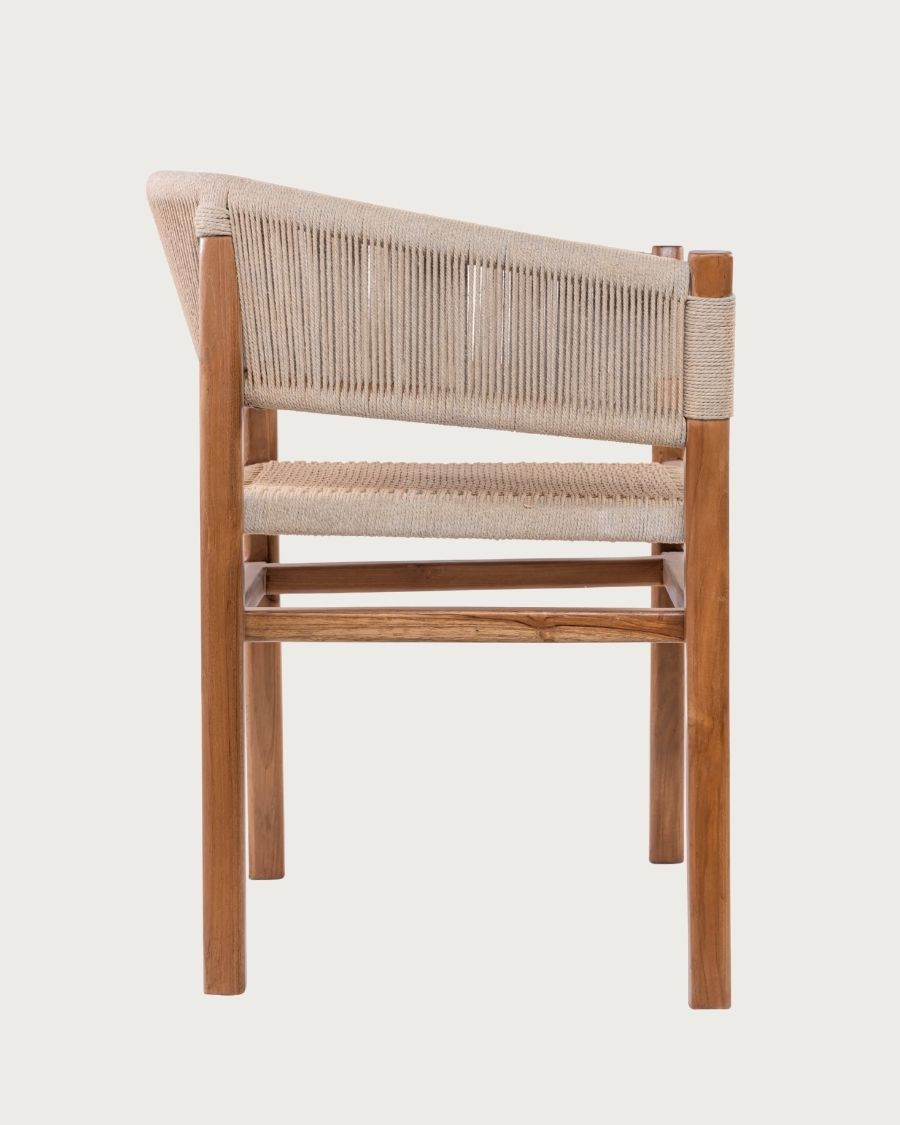 Kanoa - Chair in solid teak and beige rope