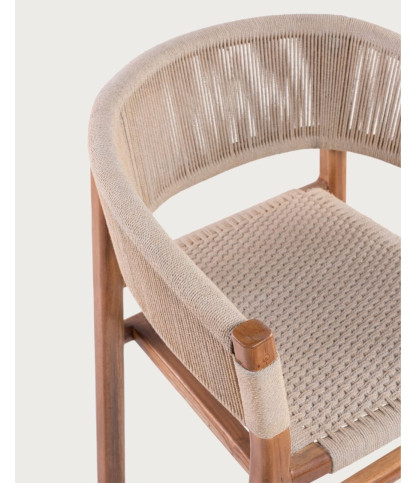 Kanoa - Stoel van massief teakhout en beige touw