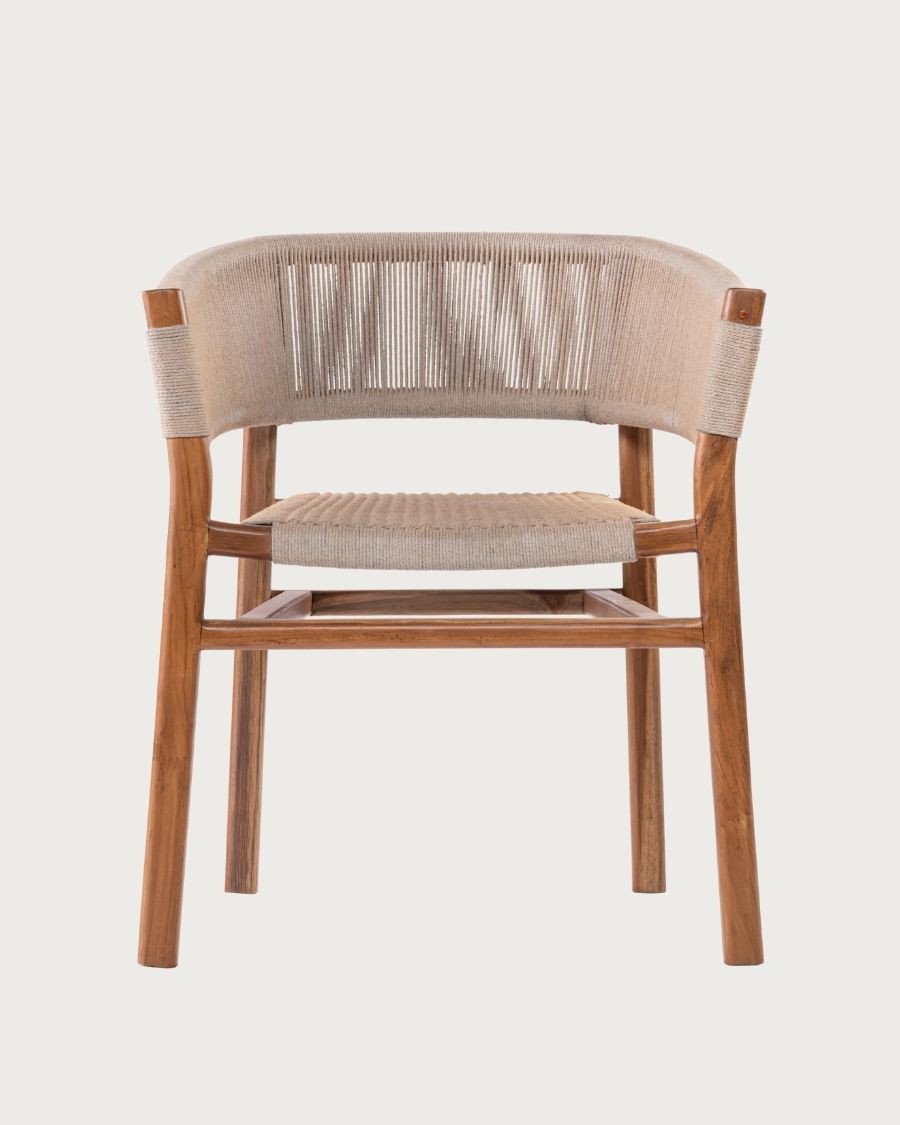 Kanoa - Chair in solid teak and beige rope