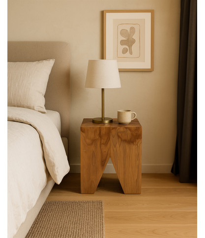 Moku - Tabouret en bois de teck massif