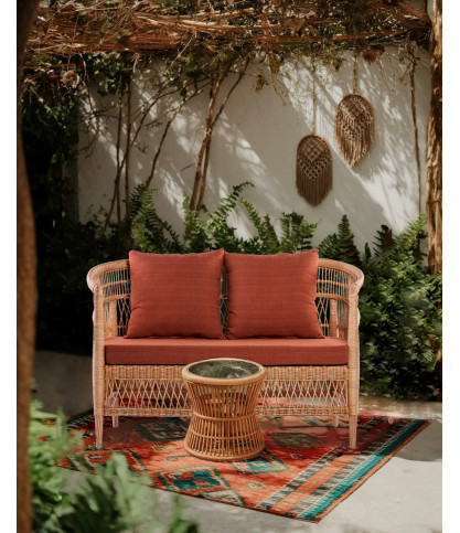Lusso - Canapé de jardin 2 places en rotin, coussin amovible