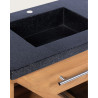 Diva - Meuble salle de bain en teck et marbre terrazzo noir 145 cm