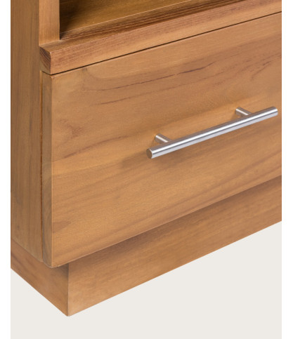 Diva - Mueble de baño de teca y mármol terrazo negro de 145 cm