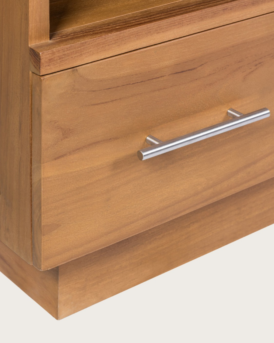 Diva - Mueble de baño de teca y mármol terrazo negro de 145 cm